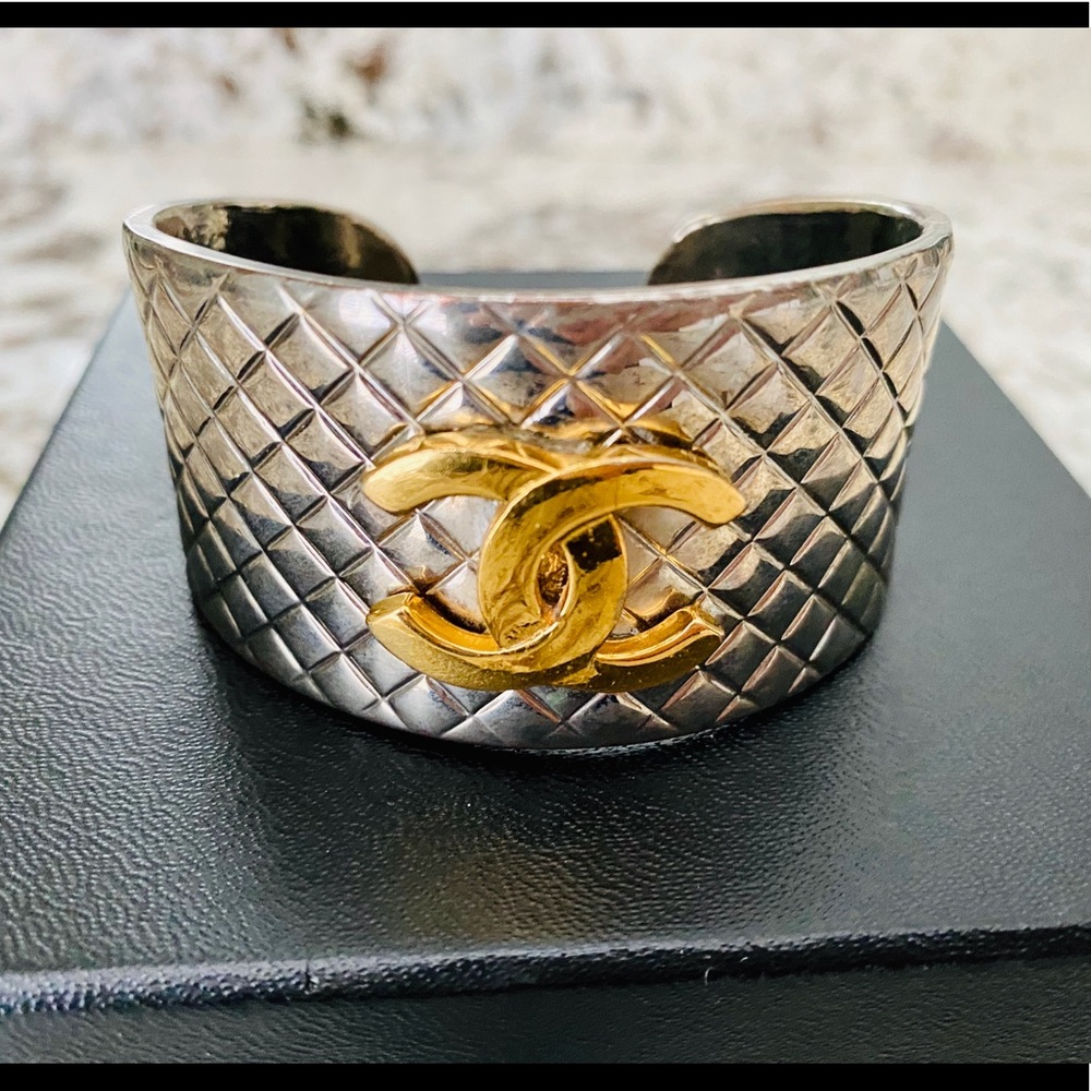 Chanel gold silver bracelet with box